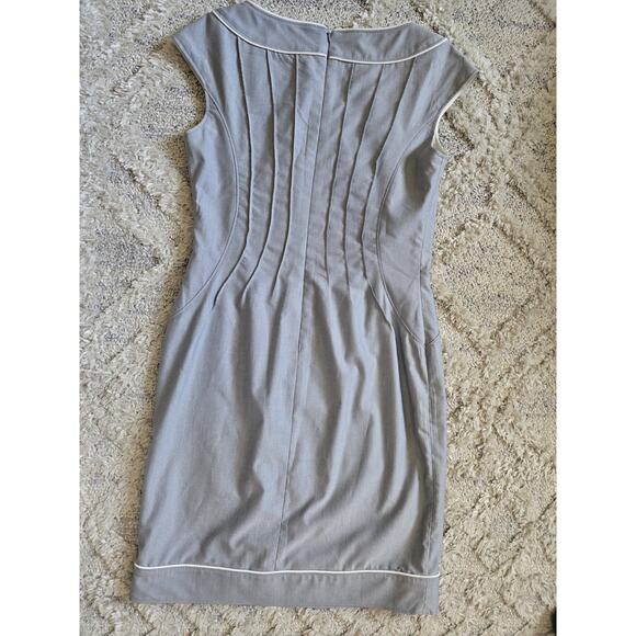 Vintage‎ Maggy London Dress Sz 4p Midi Gray Women's Slimming Sheath Zipper - Picture 5 of 7
